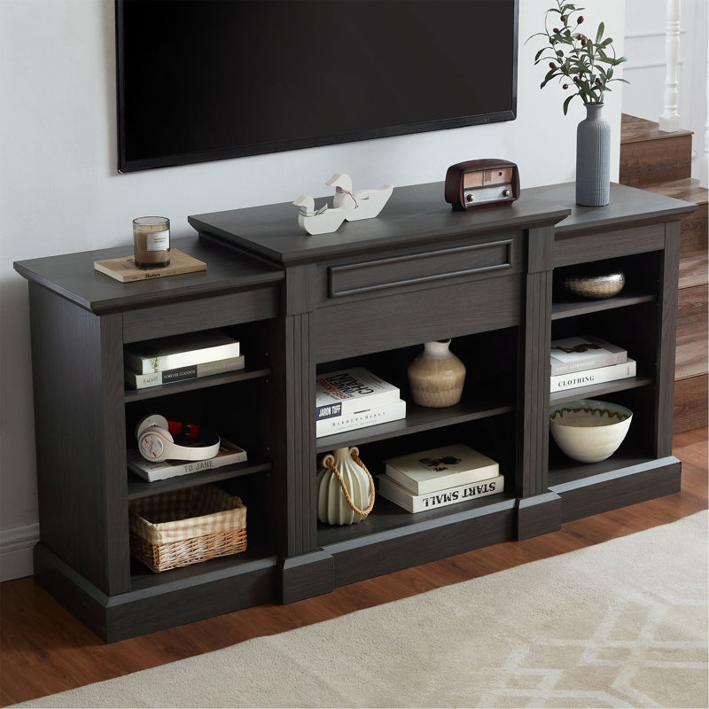 Console multimédia avec grand cabinet de rangement, meuble télé multimédia moderne, l 65,75 po x P 17 po x H 32,48 po