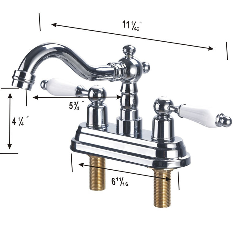 Classic 4-Inch Centerset Bathroom Sink Faucet in Chrome with Dual Lever Handles, Chrome