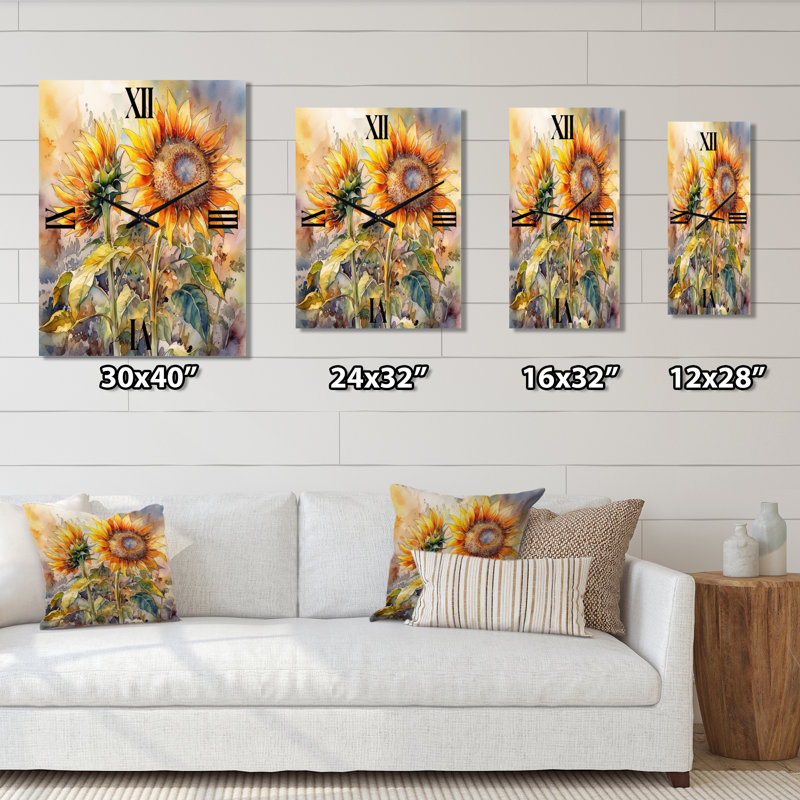 Horloge murale Sunflower Symphony III, H 40 po x l 30 po