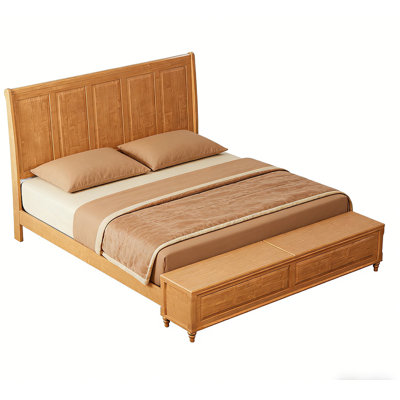 Rubberwood Platform Bed with 79" Storage Bench