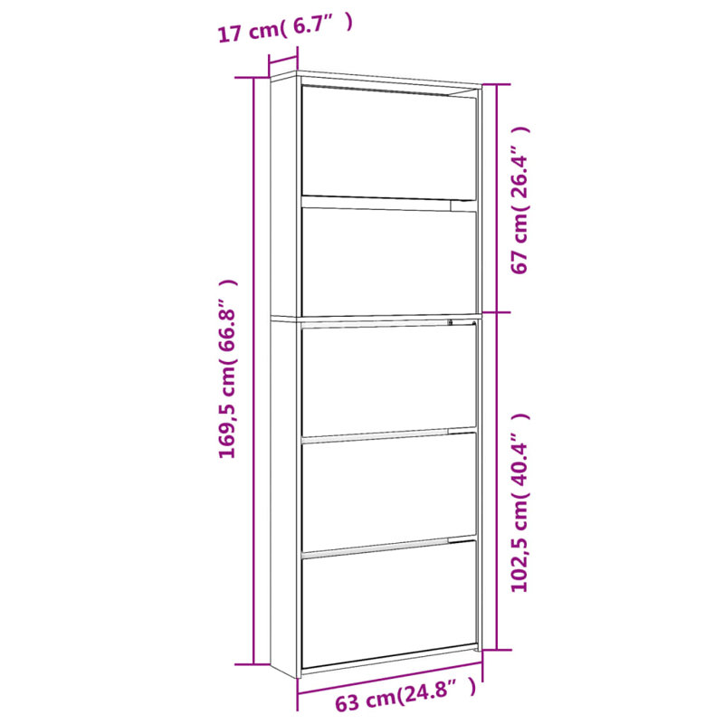 4 Pair Flip Down Shoe Storage, Concrete Grey