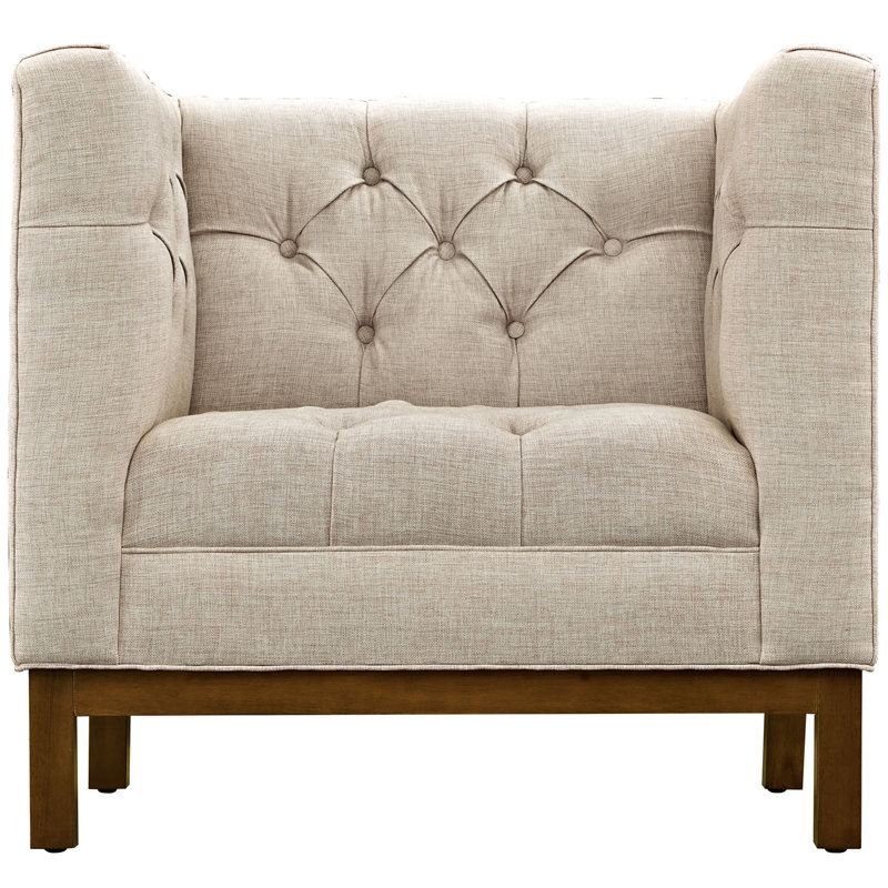 Modway Panache Mid Century Fabric Armchair, Beige Polyester Blend