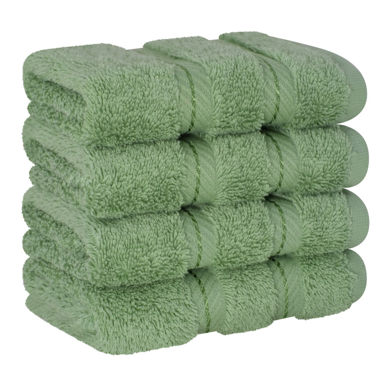 Darcelle 100% Cotton 4-Piece Turkish Washcloth Set, Sage Green