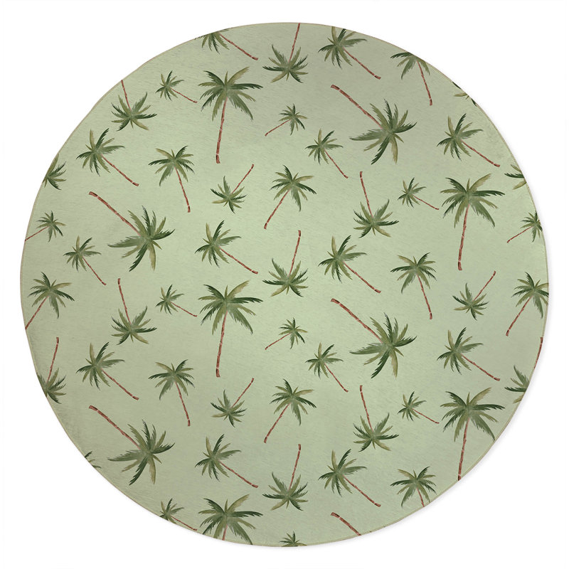 Summer Palms Outdoor Rug, Round 5'