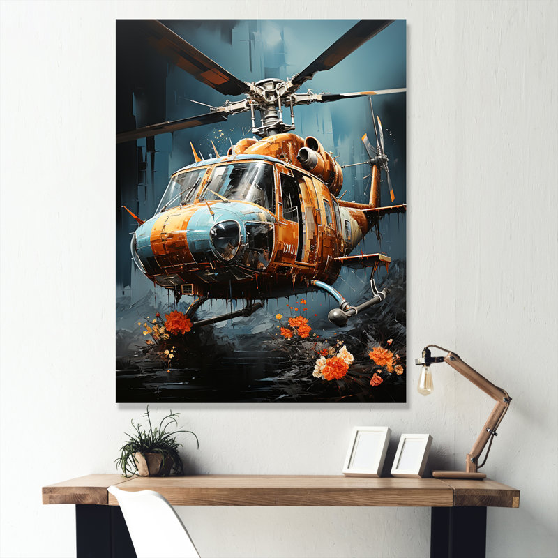 Reconnaissance militaire d'hélicoptères Apache, H 32 po x l 16 po x P 1 po, Toile tendue