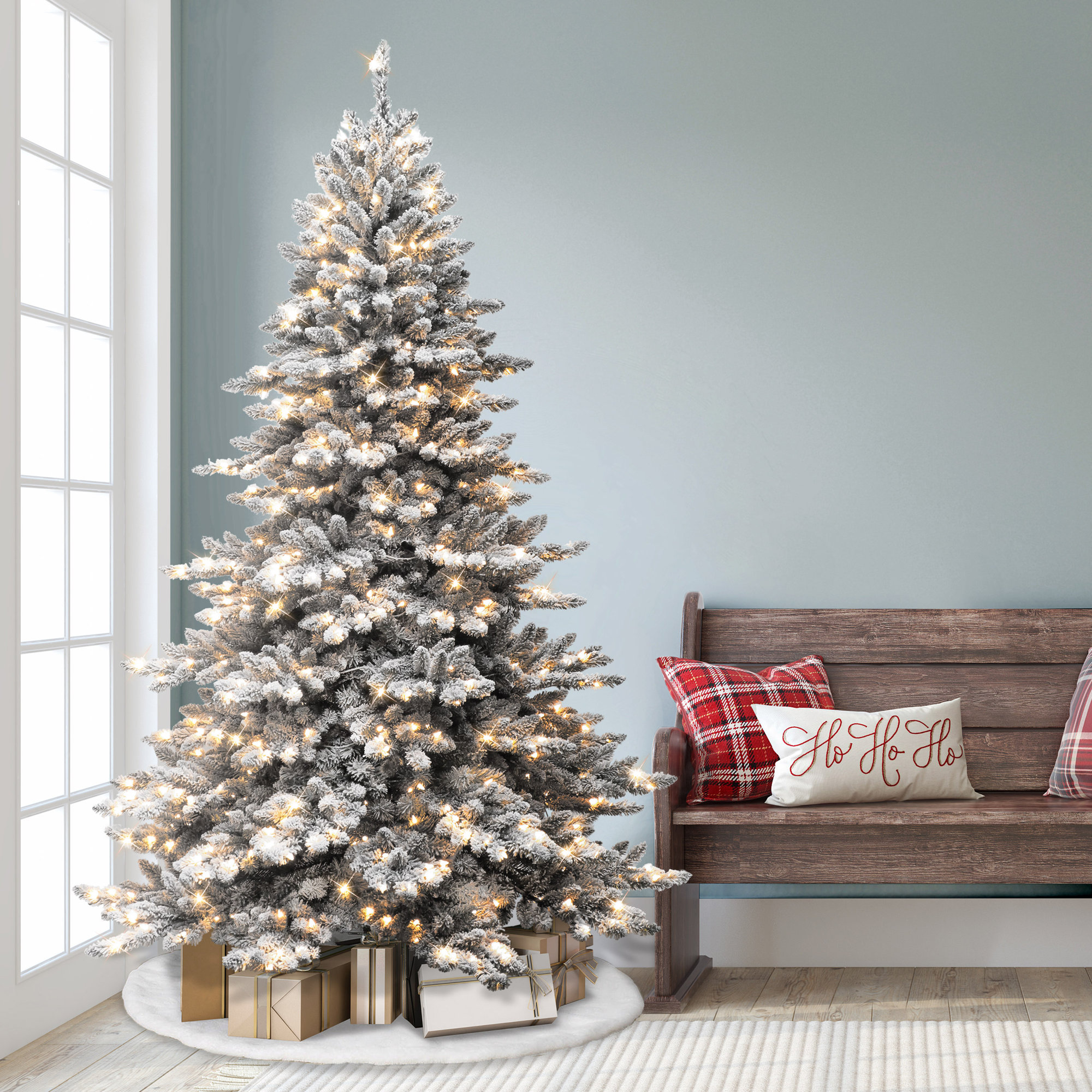 Lighted Spruce Christmas Tree, 7.5' H