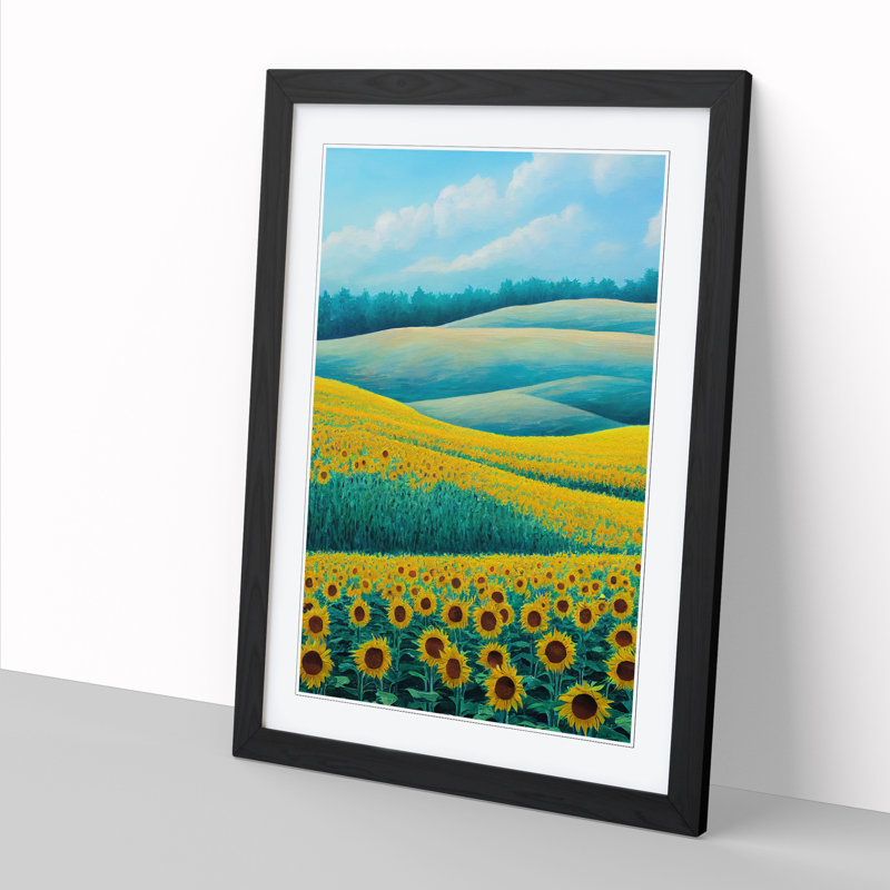 Sunflower Field - Framed Print, Black, 64cm H x 25cm W x 2cm D