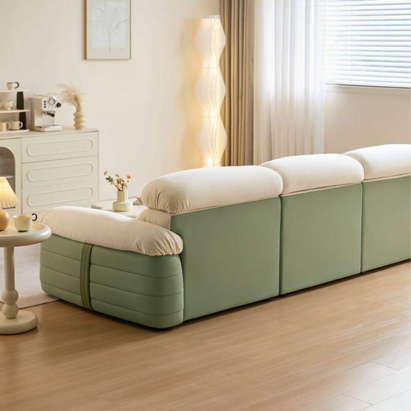 Canapé en ligne crème, Vert clair, H 31,49 po x l 110,62 po x P 44,88 po