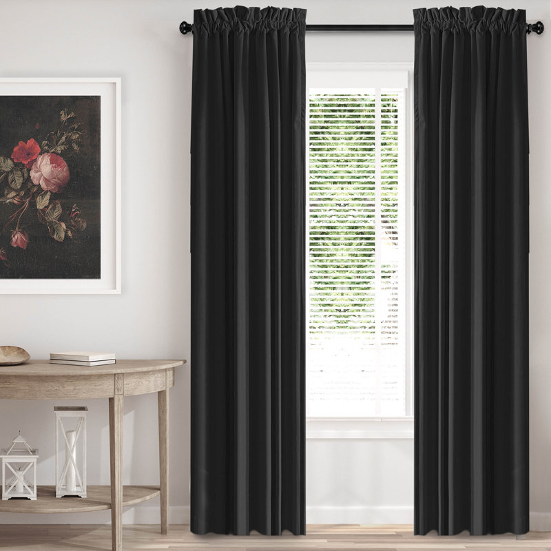 Velvet Room Darkening Curtain Pair, 50" x 120" , Black