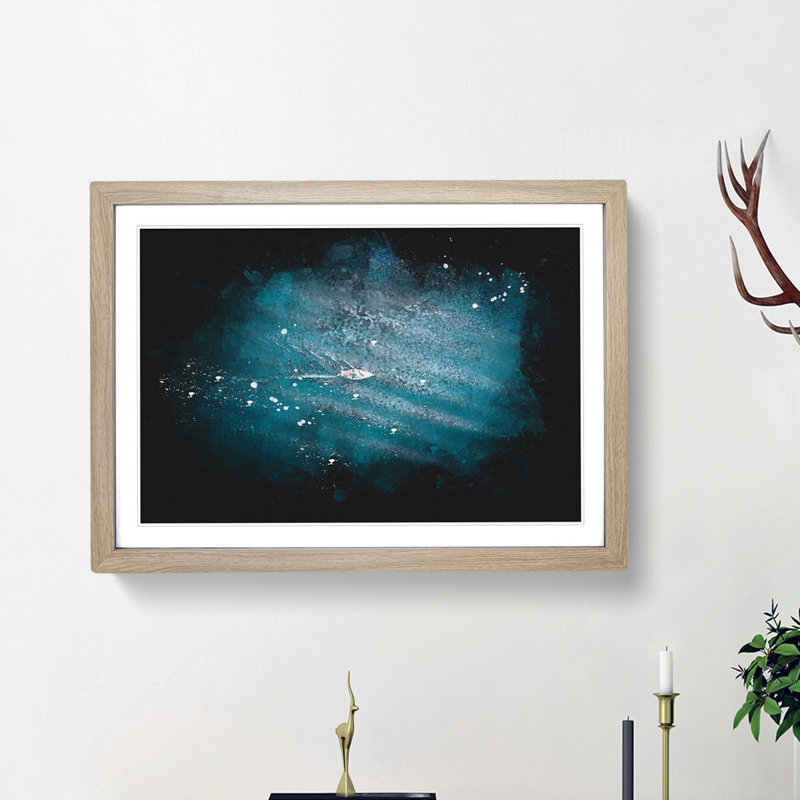 Boat in the Open Sea - Picture Frame Painting Print, 24cm H x 33cm W x 2cm D, Oak Framed