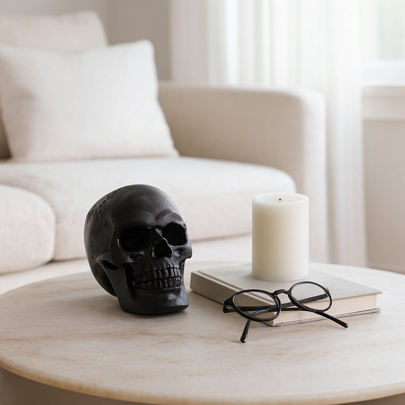 Jamyle 6" H Metal Skull Figurine Decorative Accent