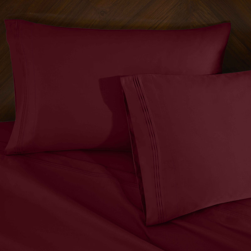  Ensemble de draps en coton 1000 fils Blue Nile Mills, Très grand, Bourgogne