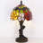 Small Tiffany Table Lamp Stained Glass Desk Lamp Red Yellow Rose Style Bedside Desk Light Mini Accent Desk Memory Lamp 8X15 Inch