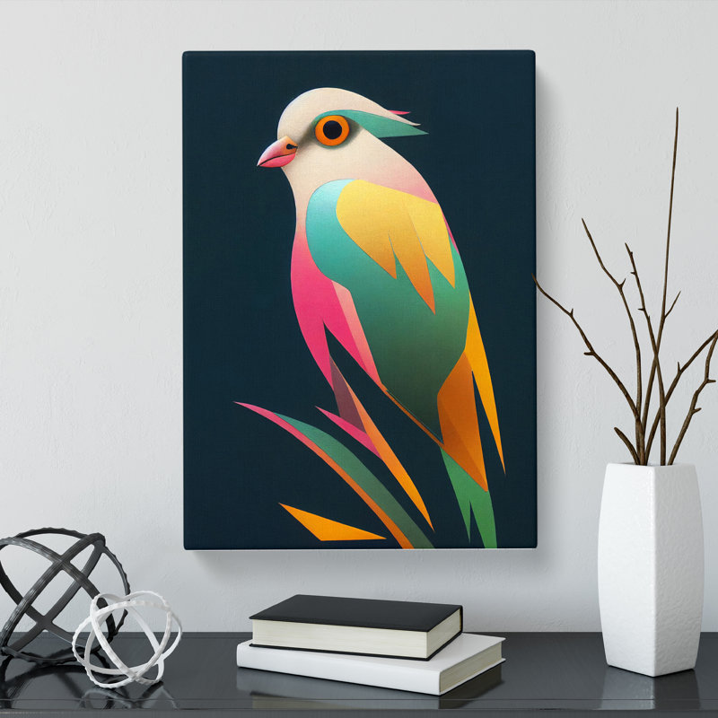 Bird Retro - Wrapped Canvas, 50cm H x 35cm W x 3cm D
