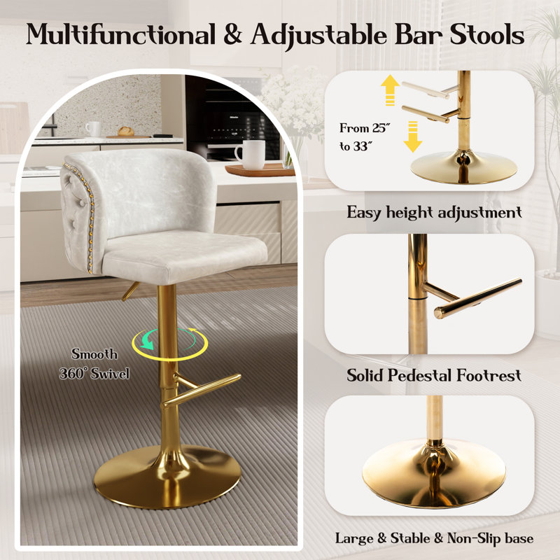 Ensemble de 4 tabourets de bar Modern, Noir, Beige