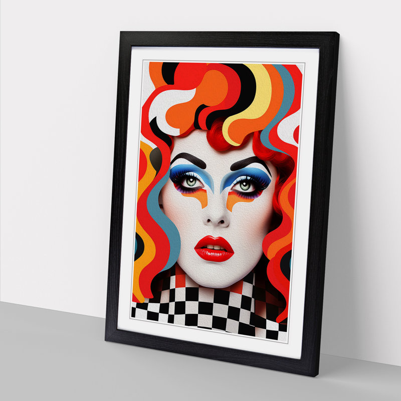 Drag Queen Op - Single Picture Frame Print on Wood, Black Framed, 64cm H x 46cm W