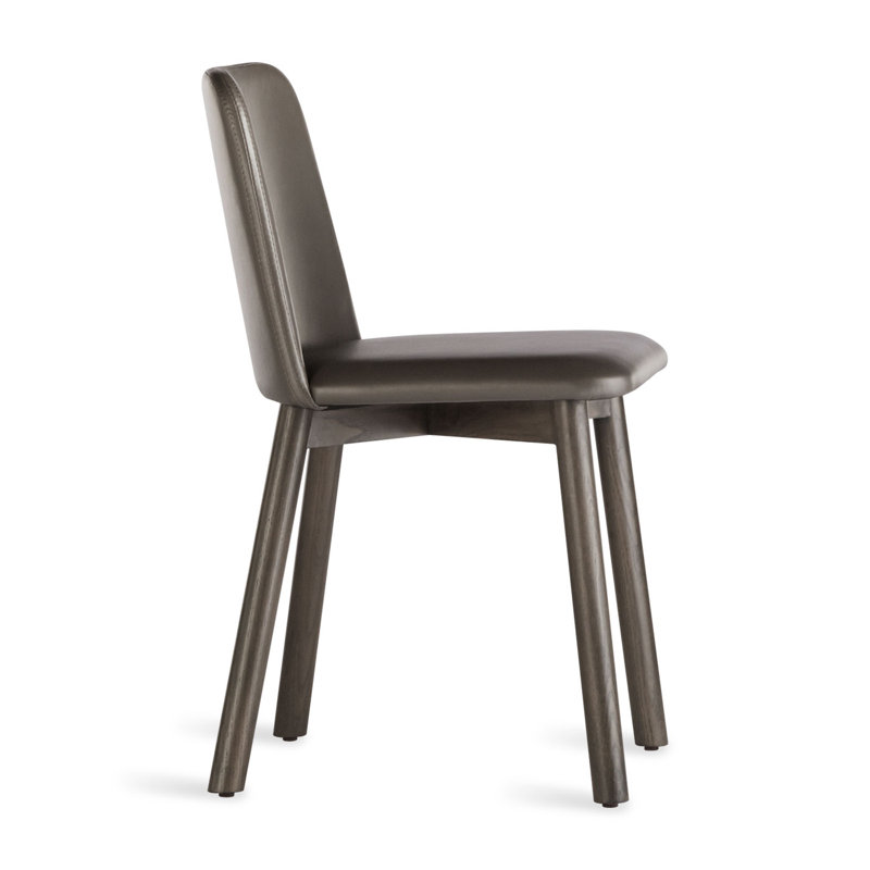 Chip Upholstered Dining Chair, Slate Genuine Leather, Smoke