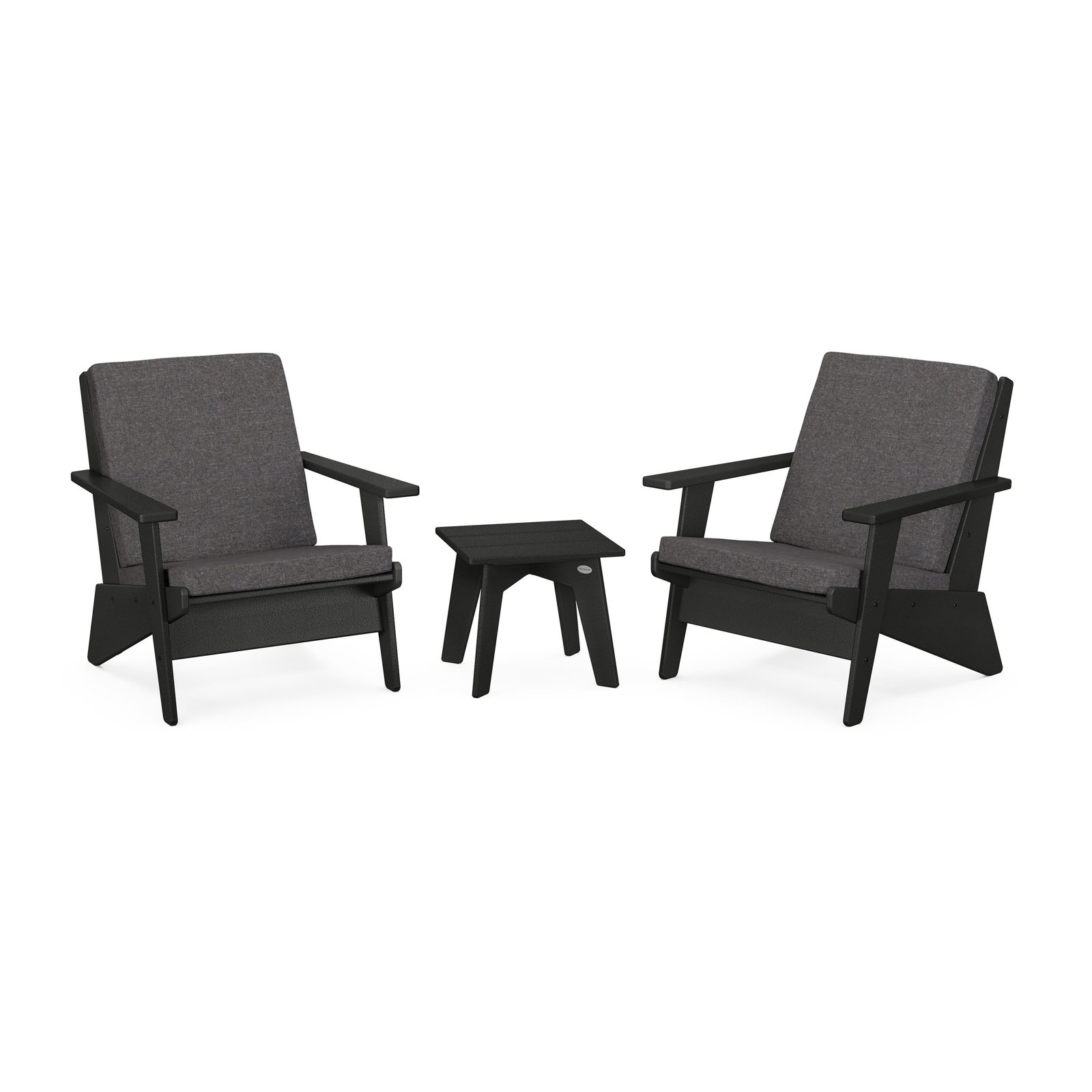 Riviera Modern Lounge 3-Piece Set, Black, Ash Charcoal