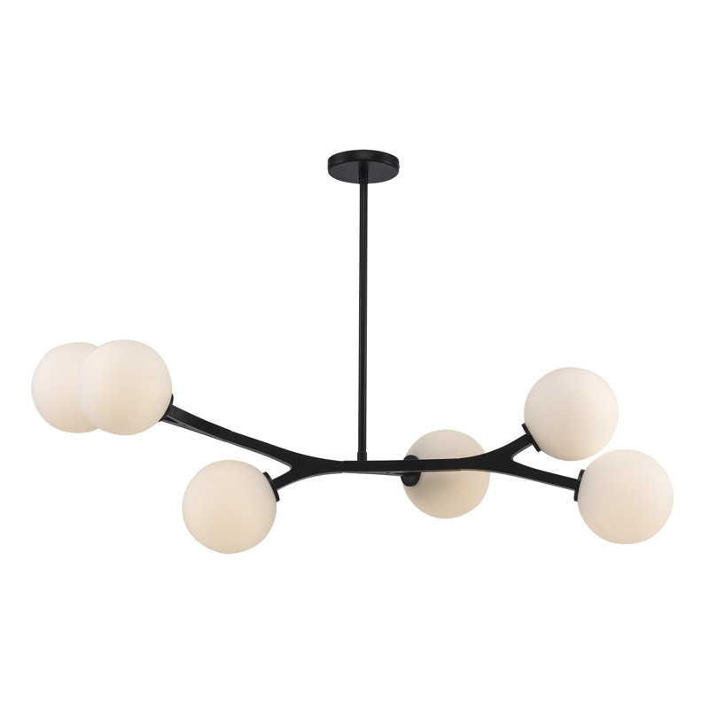 Luminaire suspendu moderne 6 lumières Onstott, Noir