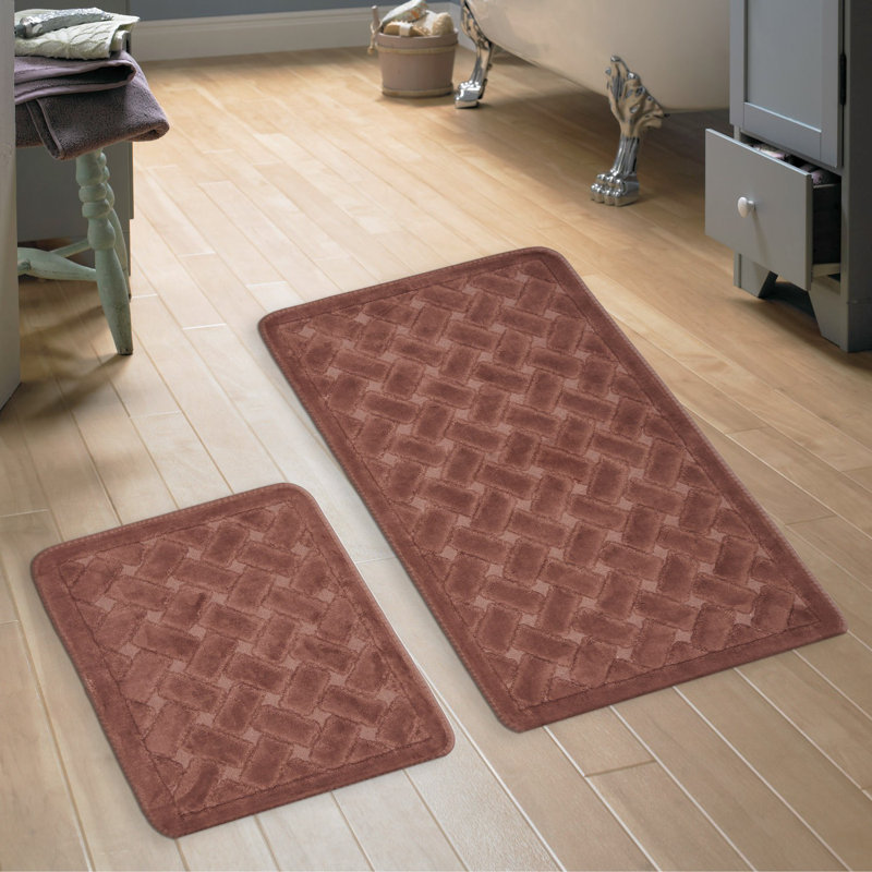Ensemble de tapis de bain luxueux en coton (2 pièces), 19,7 x 23,6 pouces et 23,6 x 39,4 pouces | Dessous antidérapant, hauteur de poils de 0,2 pouce, 35,3 oz / verge carrée | Lavable à la machine, doux et absorbant pour le confort de la salle de bain