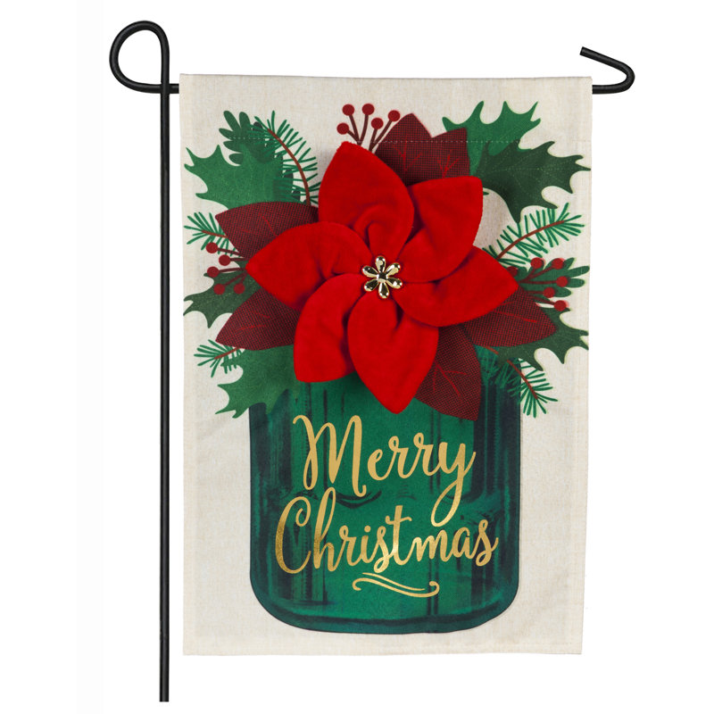 Drapeau de jardin poinsettia en lin 18 po x 13 po