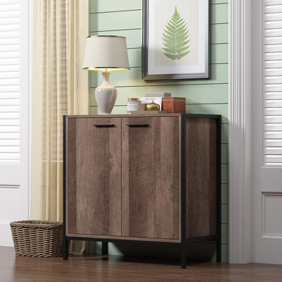 Esteban 2 Door Sideboard Buffet. 80cm Wide. Industrial Style. Black Metal Frame.