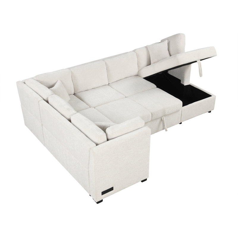 Marsia 4 - Piece Upholstered Sectional, Beige Chenille