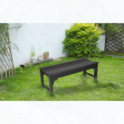 Backless HDPE Adirondack Bench – Recycled Poly Lumber for Patio & Garden, All-Weather Black
