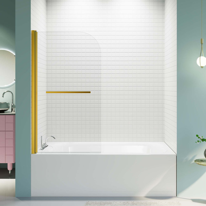 Portes de douche sans cadre pour baignoire, porte en verre trempé de 1/4 po d'épaisseur, panneau de porte de douche pivotante pour salle de bain