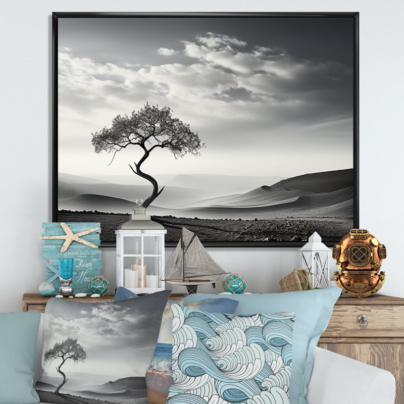 Channell - impressions sur toile de paysage, Cadre flottant noir, H 16 po x l 32 po x P 1 po