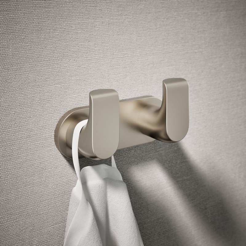 Avid Double Robe Hook, Vibrant Brushed Nickel