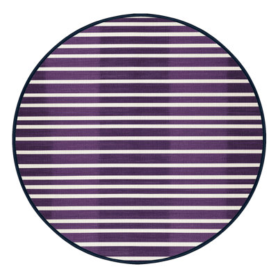 Machine Washable Horizontal Stripes Purple Area Rug