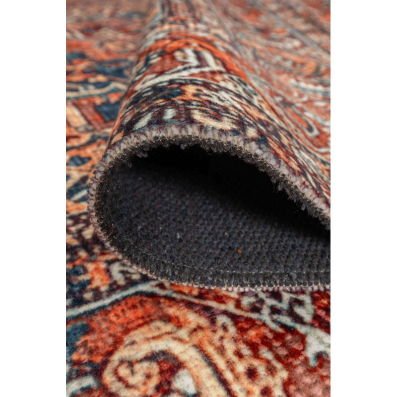 Tapis décoratif coloré en polyester marocain tissé à la machine, Rectangle 5 pi 3 po x 7 pi 7 po