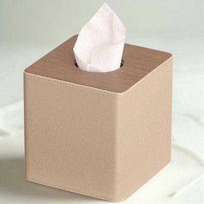 Leather Tissue Box Cover, Modern Square Tissue Holder For Home And Office Decor, Decorative Facial Tissue Dispenser Protects And Conceals Standard Boxes