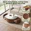 Table basse ronde 29,5 po moderne avec plateau en pierre frittée à motif marbré, 2 tiroirs, roulettes, mobile, facile à assembler-1377866559