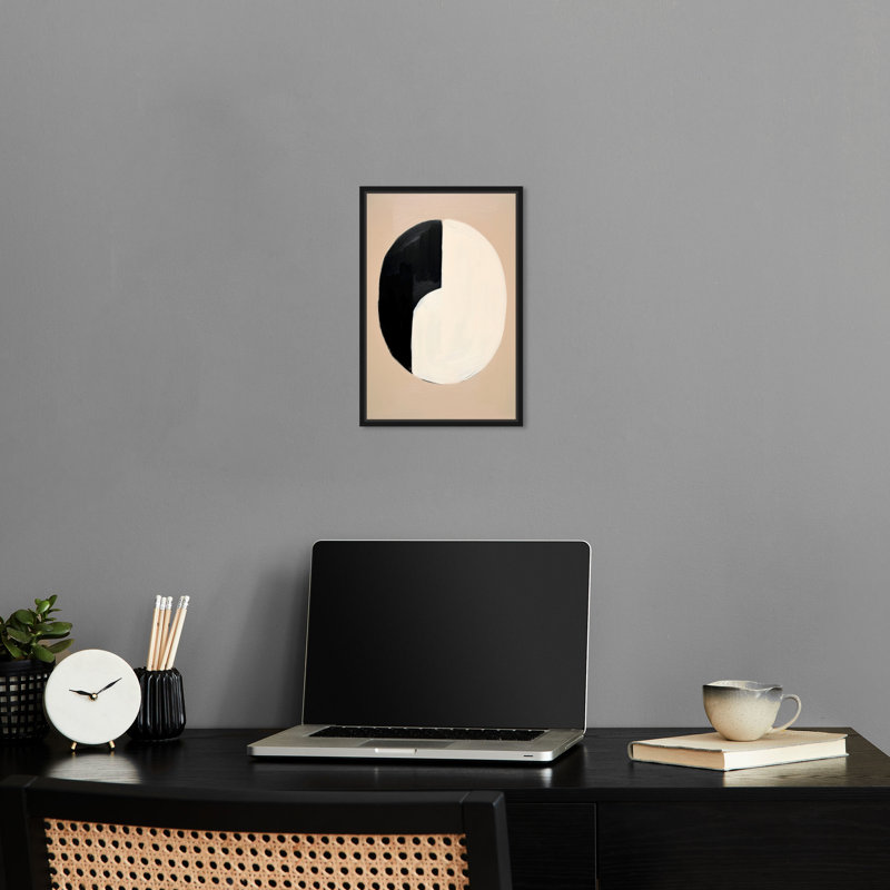 «One Coin Retro Abstract Wall Art» par Notoriart, Cadre noir, H 16 po x l 11 po