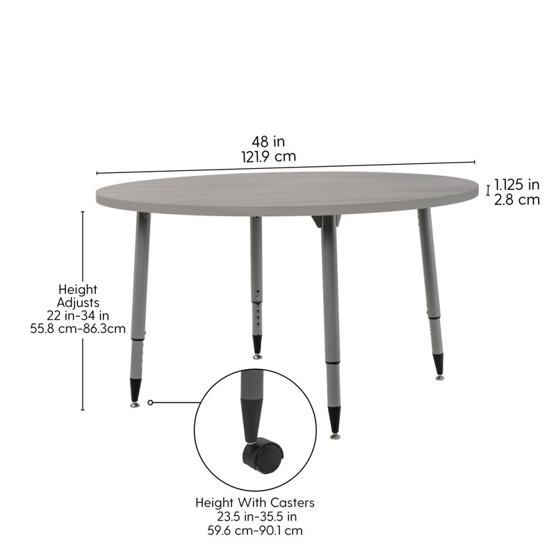 Table d'activité 48 po Adapte, 48 po x 36 po, Bois gris clair / argent