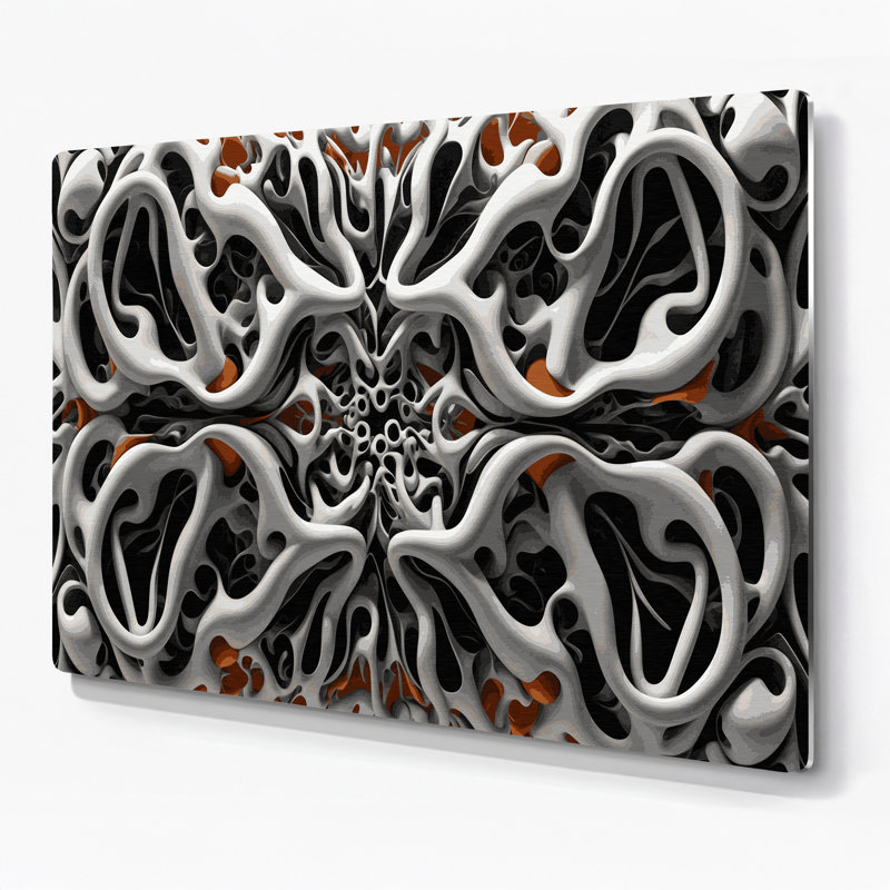 Art mural noir en métal Biomorphic Abstraction 83, 24" H x 36" W