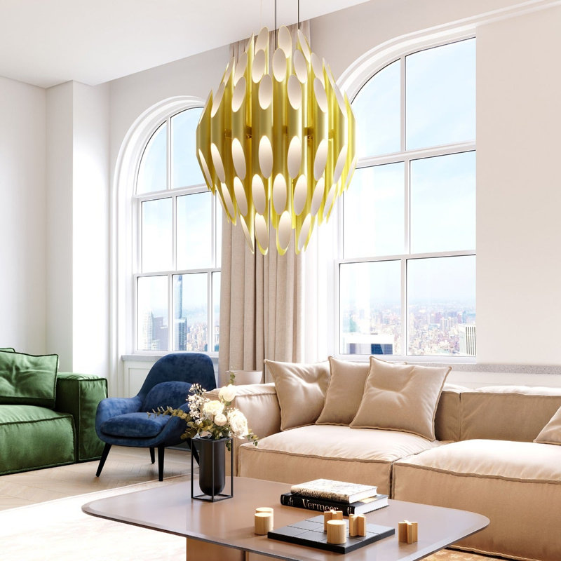 Chimes 90 - Light LED Chandelier, Satin Brass