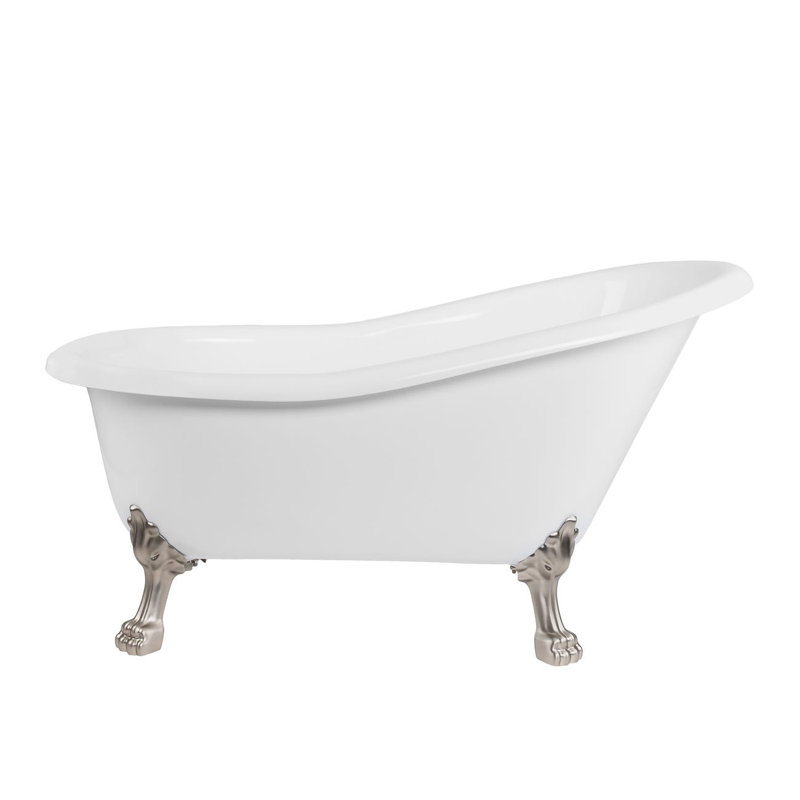 Paris 57'' x 28'' Soaking Acrylic Bathtub, Brushed Nickel