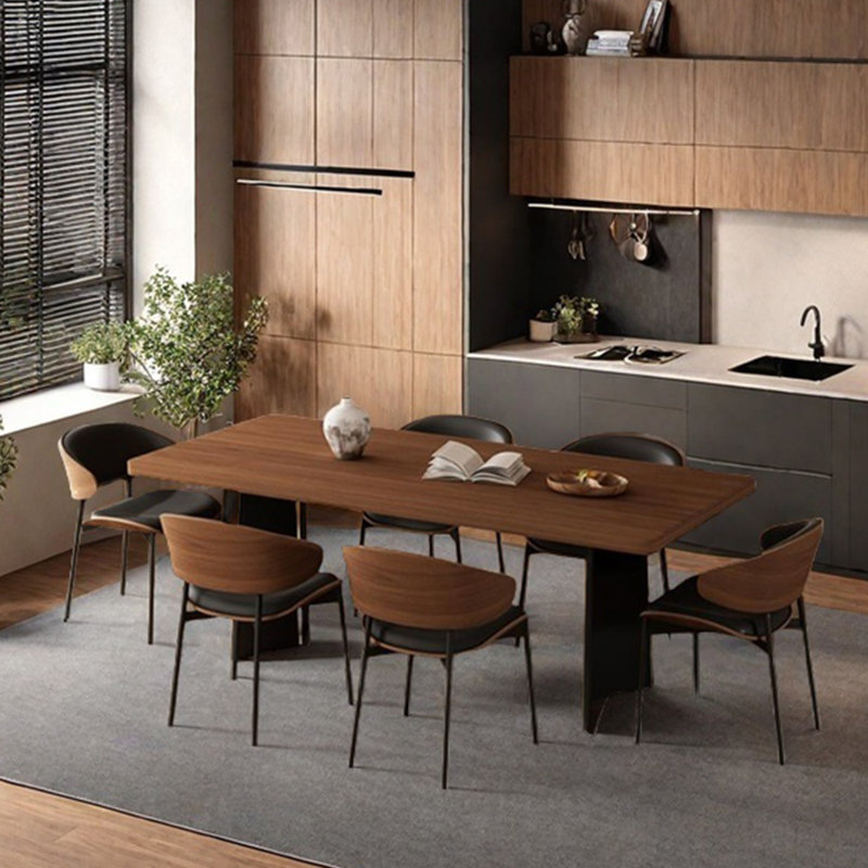 Ensemble de table de salle à manger en noyer, H 29,53 po x L 86,61 po x l 35,43 po
