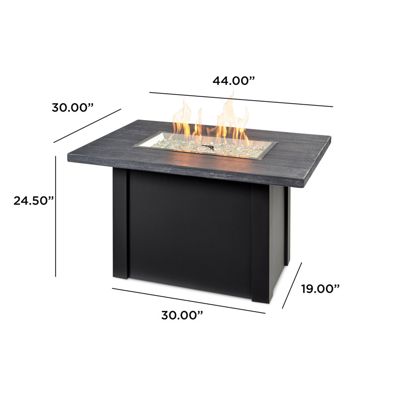 Havenwood Rectangle Smokeless Fire Pit Table with Hidden Fuel Tank, Black 
