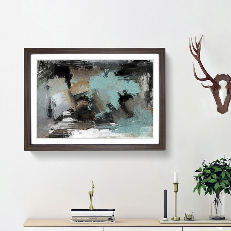 Abstract Vol.280 by S.Johnson - Single Picture Frame Painting, 24cm H x 33cm W x 2cm D, Walnut Framed