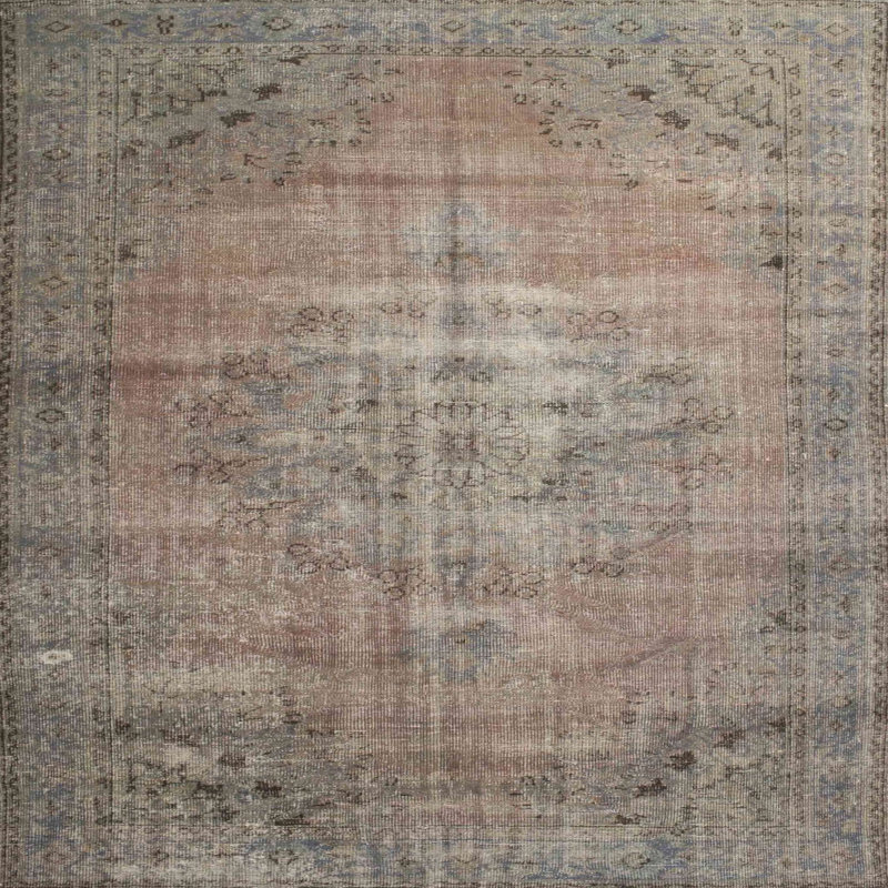 Tapis à motif oriental gris clair, Carré 8 pi