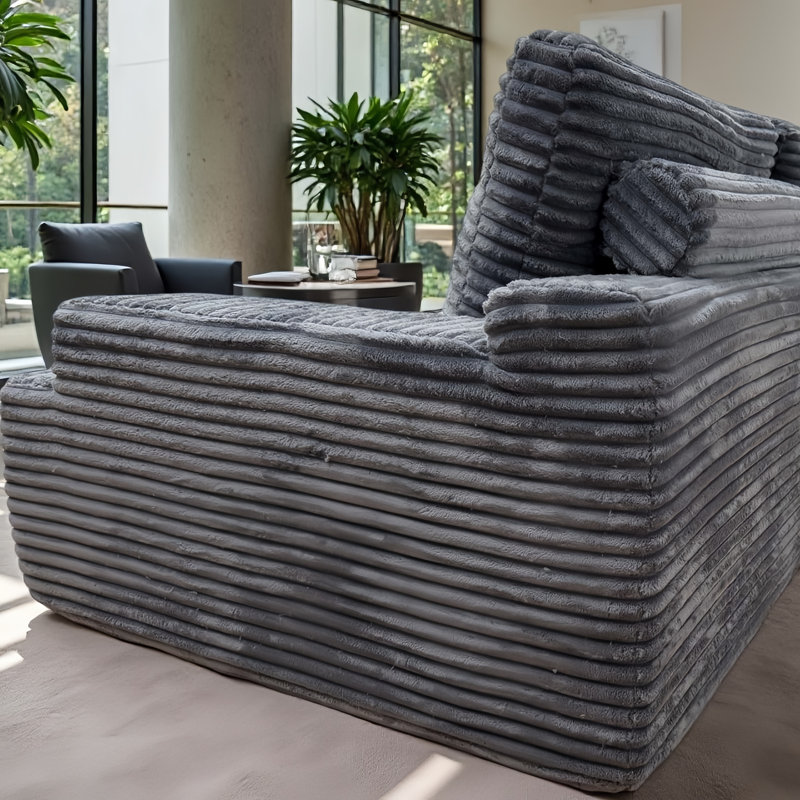 Scandinavian Style Gray Four Seat Compression Sofa