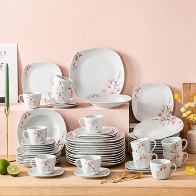 Annie 60 Piece Porcelain China Dinnerware Set - Service for 12