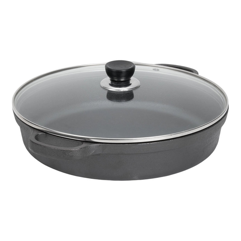 Living And Home Cast Iron Round Braiser with Lid, 2.4L, 25cm
