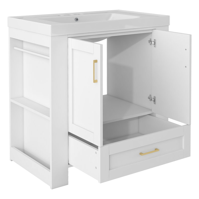 Meuble-lavabo simple 30 po avec plateau en résine Savelie
