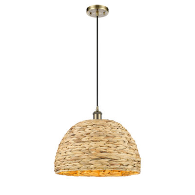 Luminaire suspendu en corde de rotin tissé 1 lumière Malaga