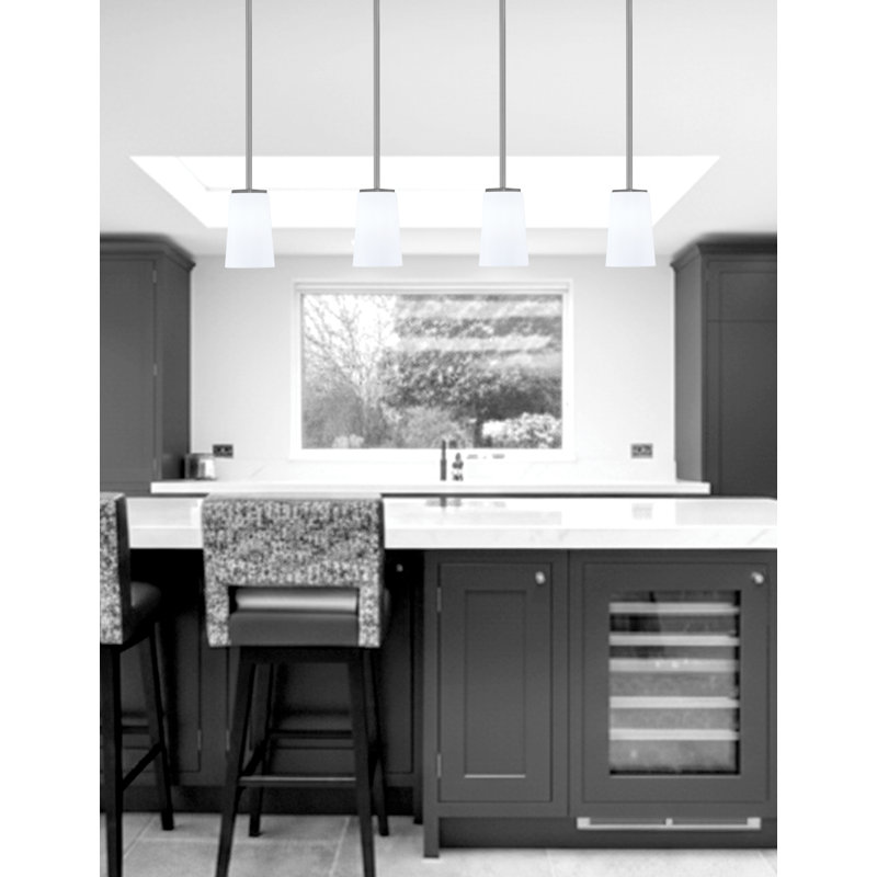 Suspension Arsenovic Stem Hung Mini présentée en finition graphite avec verre opale blanc de 11,4 cm de largeur x 16,5 cm de hauteur
